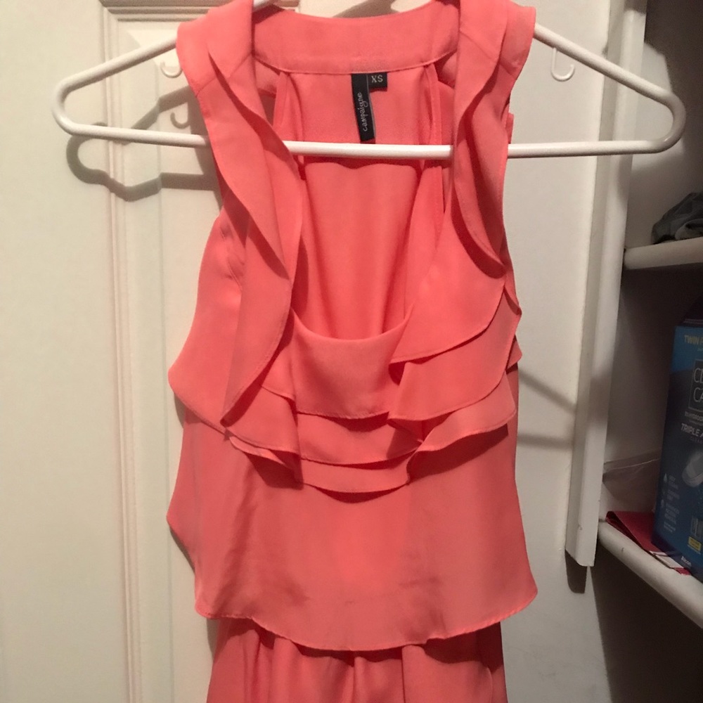 Coral ruffle blouse